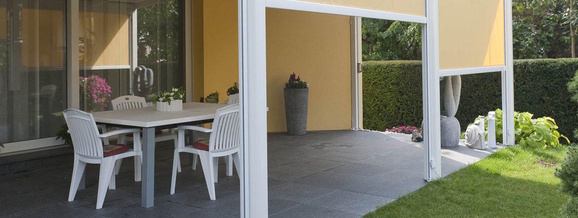 Pergola en aluminium thermo laquée avec chevrons tubulaires